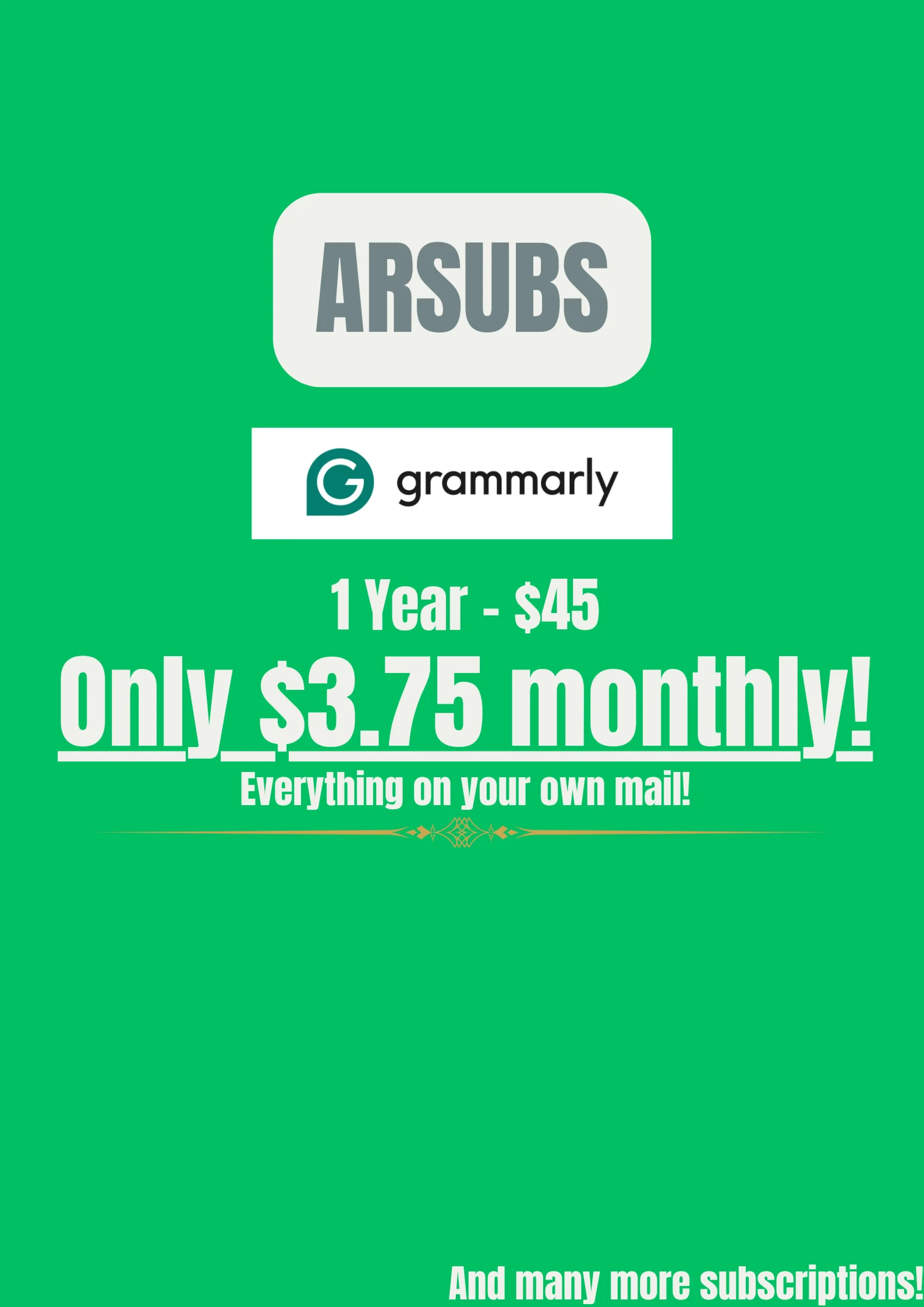 ⭐Grammarly Premium 1 год на свою почту! За $45⭐