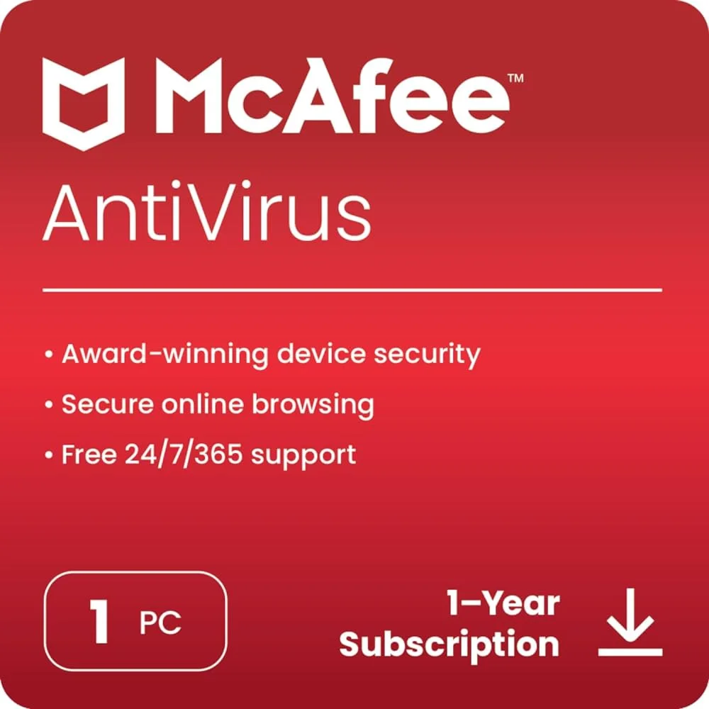 McAfee AntiVirus 2025 1устройство 1 год Глобальный ключ