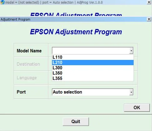 Сброс Epson L110 L210 L300 L350 L355 Adjustment Program