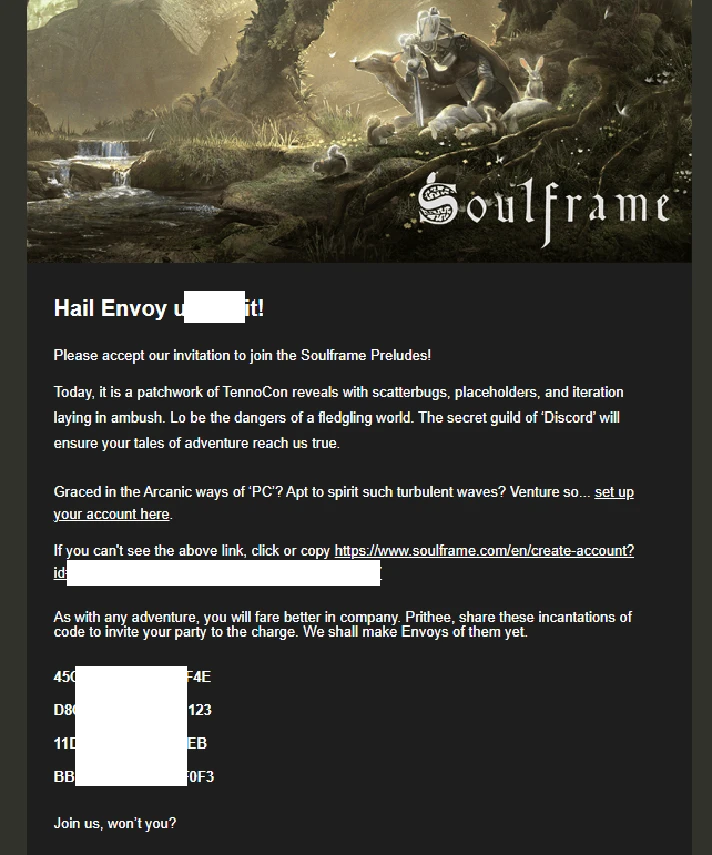 Soulframe Closed Beta Key (Official Website)