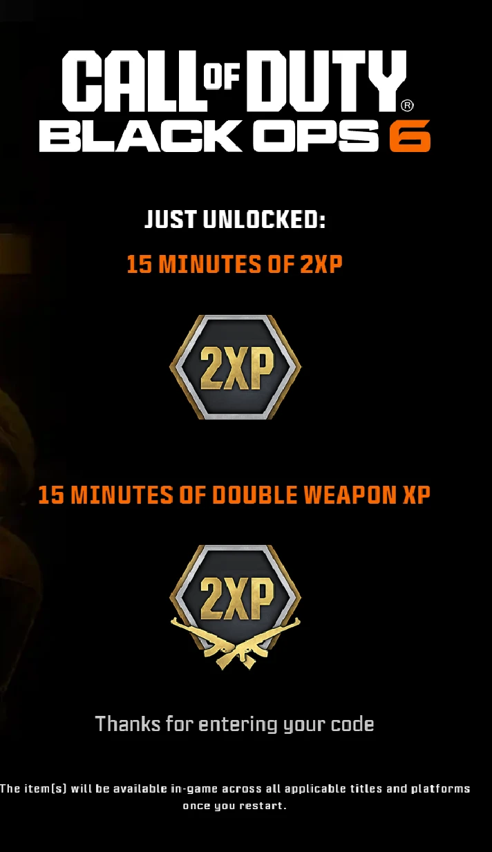 🔥KEY🔑15 Min Double XP+15 Min Weapon XP/MONSTER ENERGY