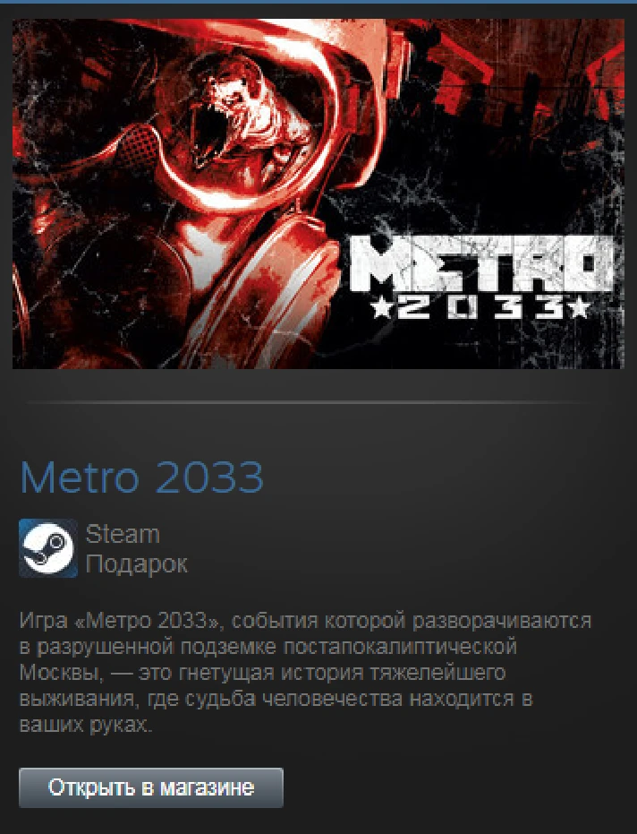 Metro 2033 All Languages (Steam Gift Region Free / ROW)