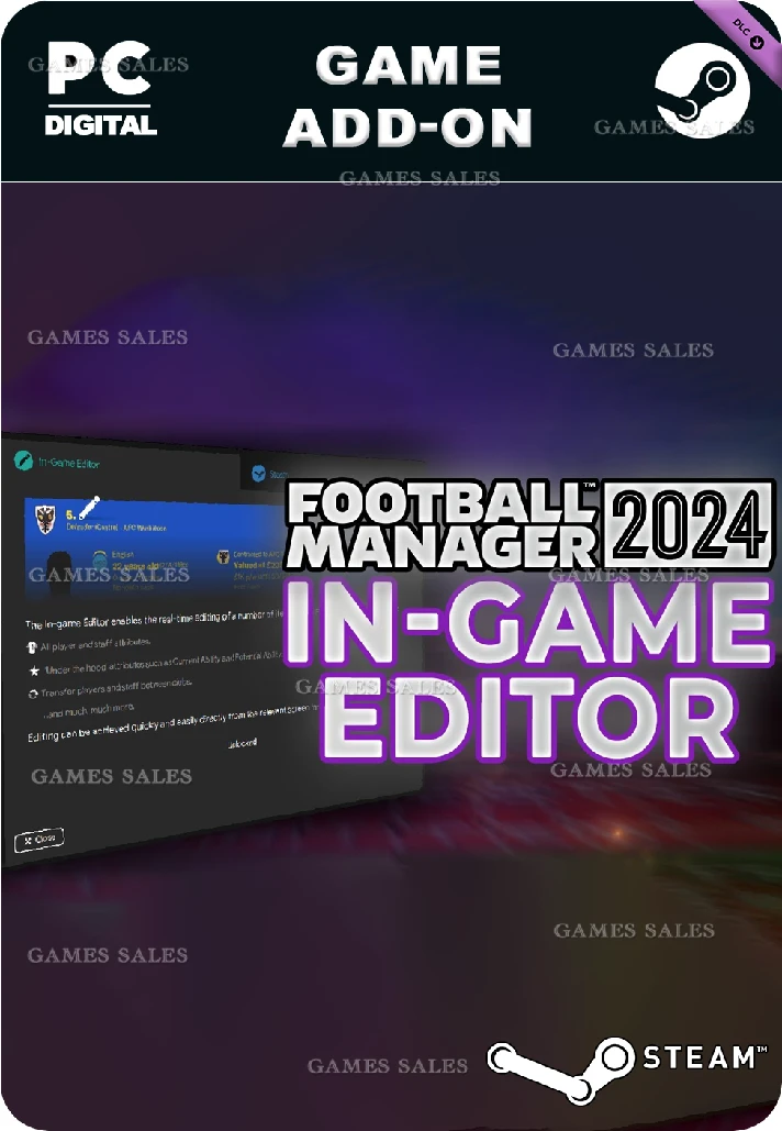 ✅💙FOOTBALL MANAGER 2024 IN-GAME EDITOR💙STEAM GIFT🤖