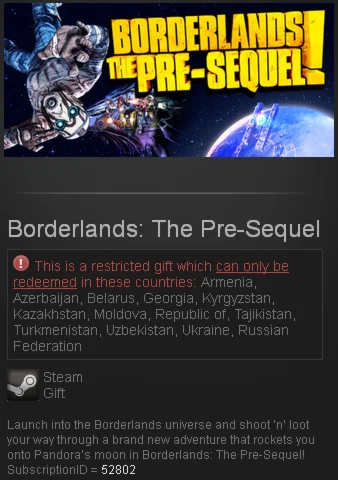 Borderlands The Pre-Sequel Steam RU+CIS