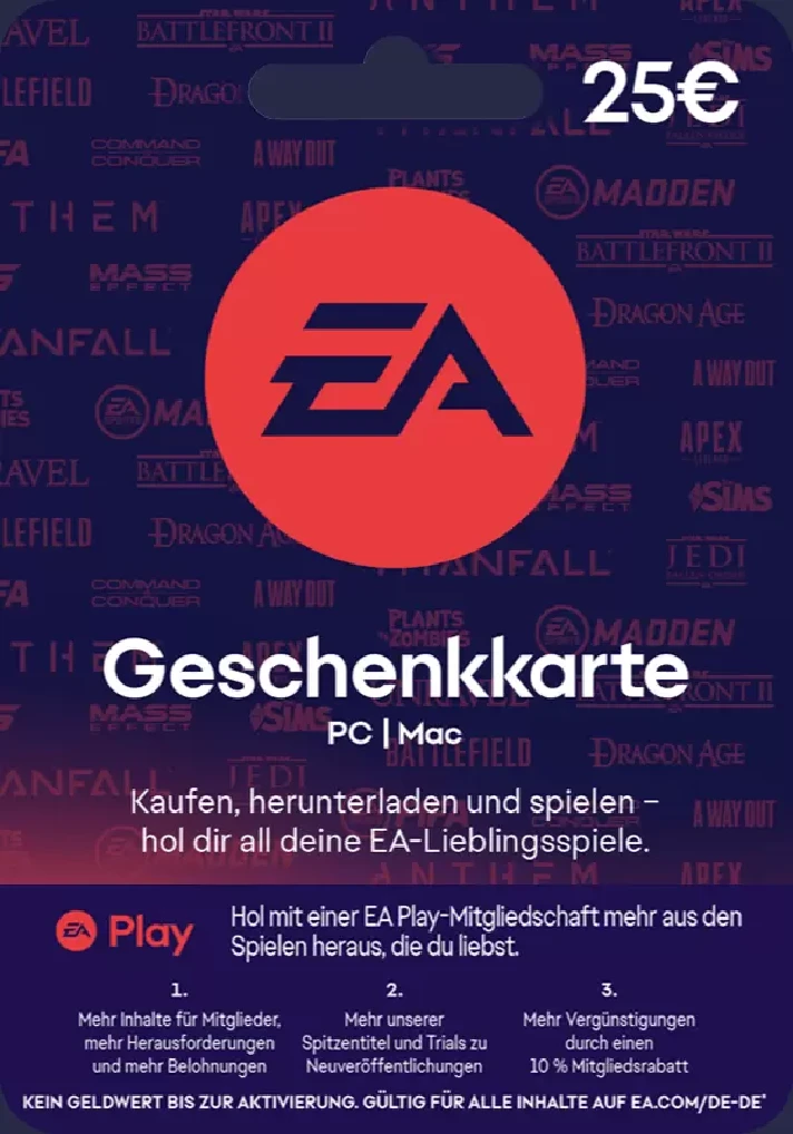 🇪🇺EA Game Cash Card 15 EUR - 25 EUR (EU)