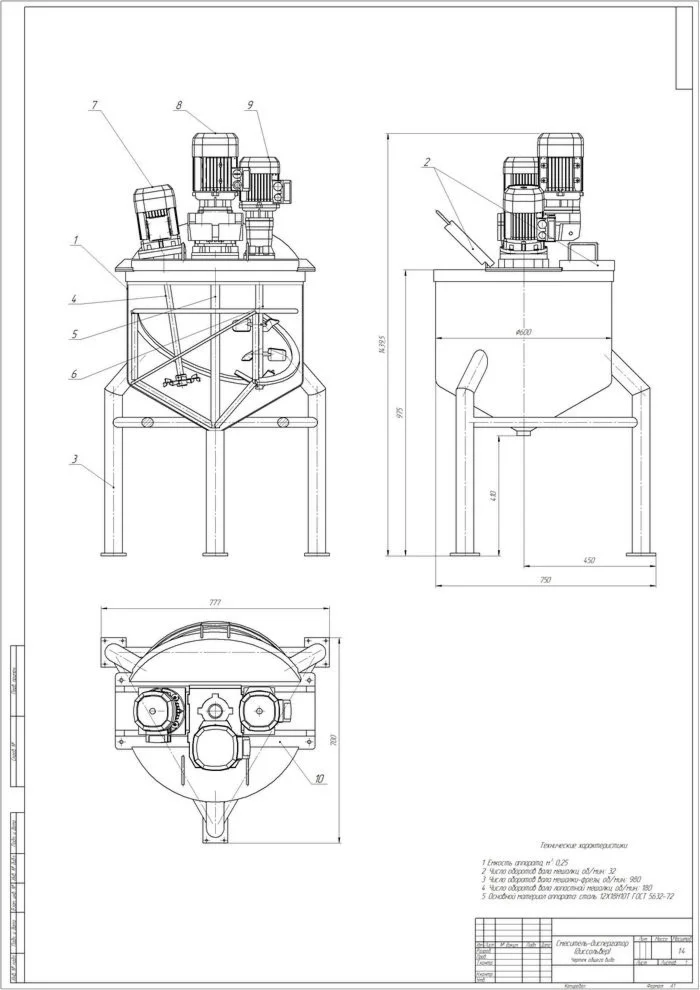 Drawing "Mixer-disperser (dissolver)"