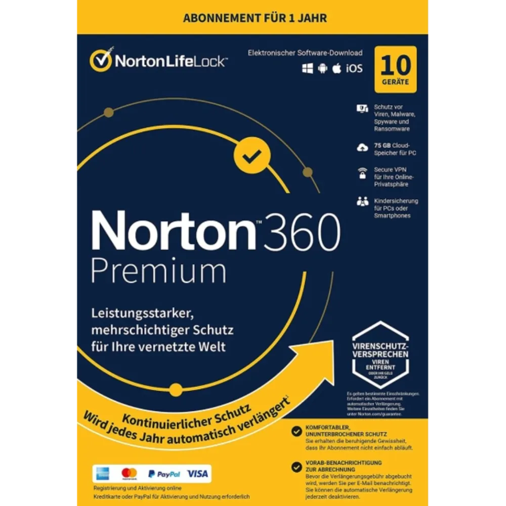Norton 360 Premium  10 devices / 90 дней  (Global)