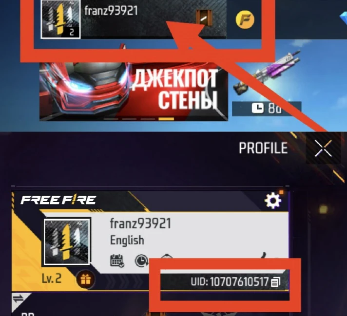 Free Fire diamonds top up by UID RU and CIS region