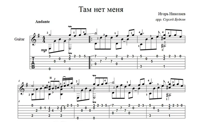There is no me (Igor Nikolaev- Sevara) notes for guitar