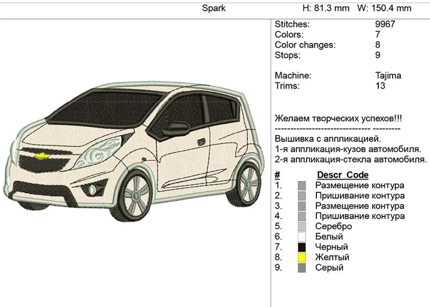 Компьютерная вышивка-автомобиль 