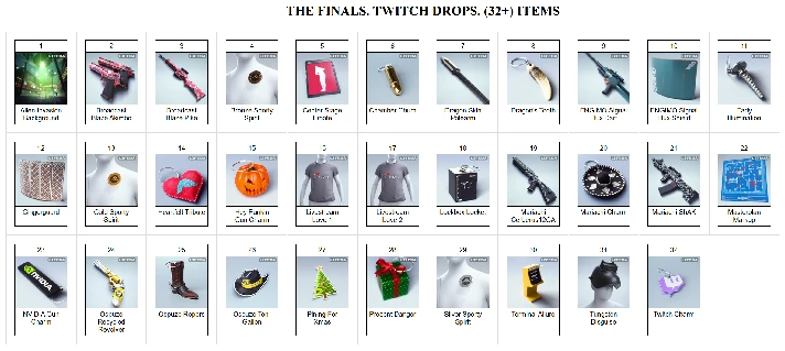 🔥 THE FINALS ✦ TWITCH DROPS ✦ 32+ SKINS / ITEMS + 🎁