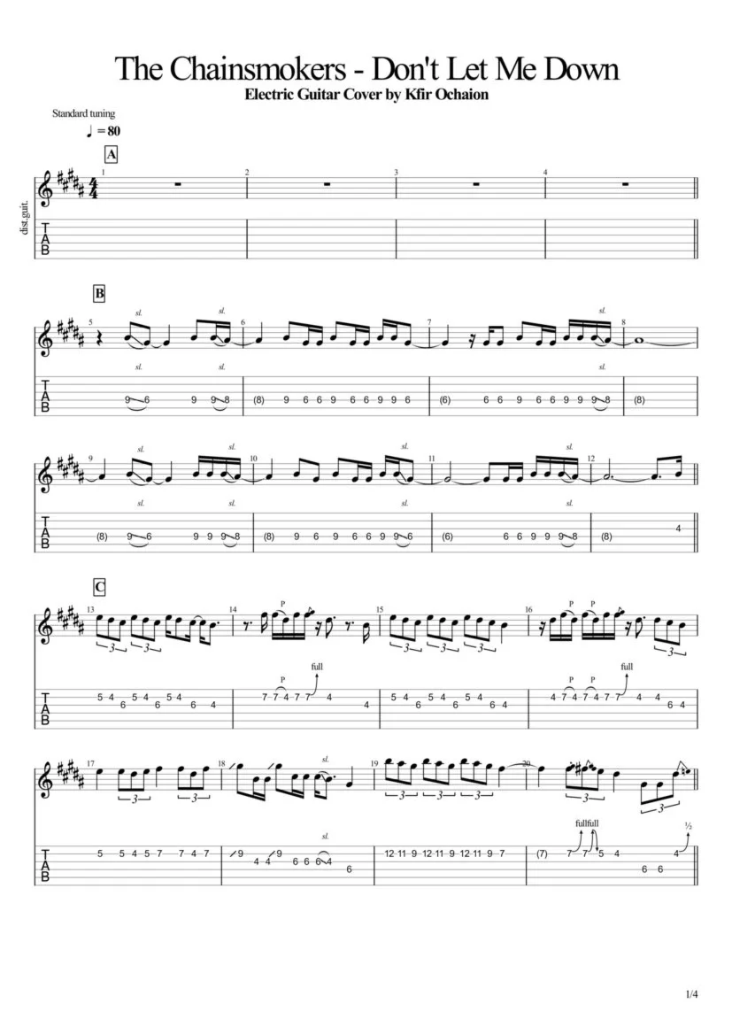 Tabs Kfir Ochaion - Chainsmokers - Don't Let Me Down