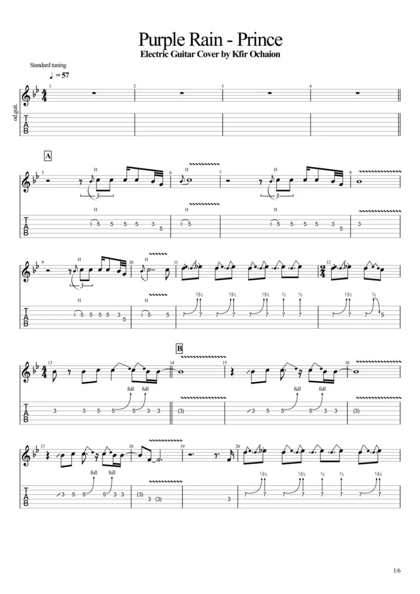 Табы Kfir Ochaion - Prince - Purple Rain