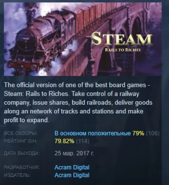 Steam: Rails to Riches АВТОДОСТАВКА STEAM РОССИЯ