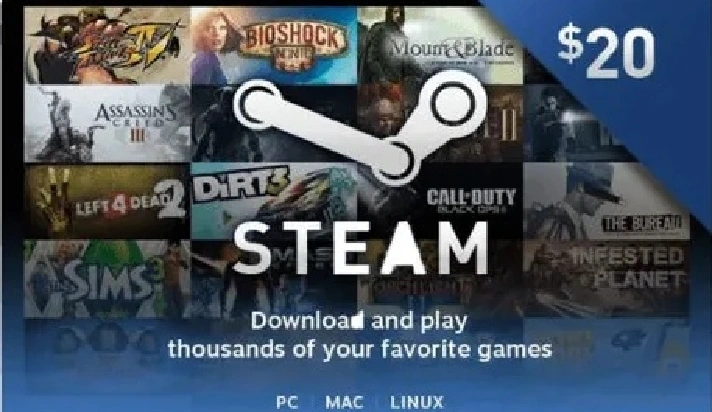 Steam Wallet Gift Card $20 USD