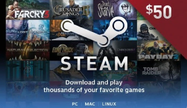 Steam Wallet Gift Card $50 USD