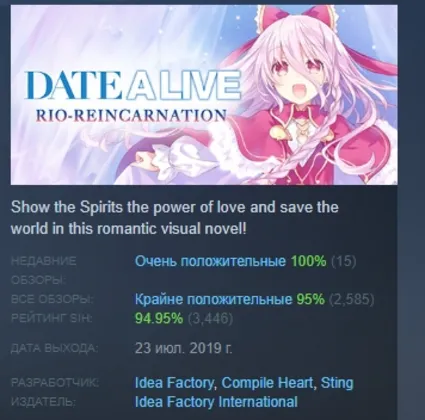DATE A LIVE: Rio Reincarnation STEAM KEY РФ+СНГ СТИМ КЛЮЧ ЛИЦЕНЗИЯ