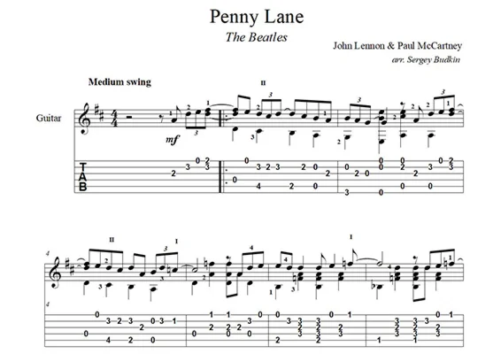 Penny Lane (The Beatles) Guitar Notes