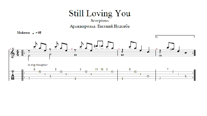 Still loving you notes and tabs for guitar