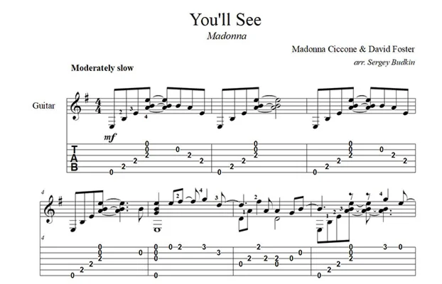You'll See (Madonna) guitar notes
