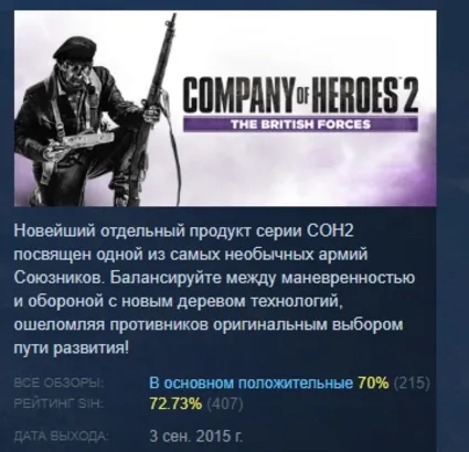 Company of Heroes 2 - The British Forces АВТОДОСТАВКА STEAM РОССИЯ
