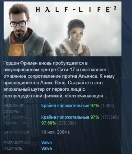 Half-Life 2 АВТОДОСТАВКА STEAM РОССИЯ