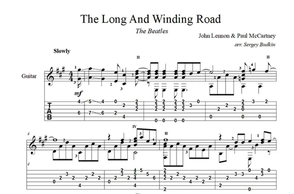 The Long And Winding Road (The Beatles) ноты для гитары