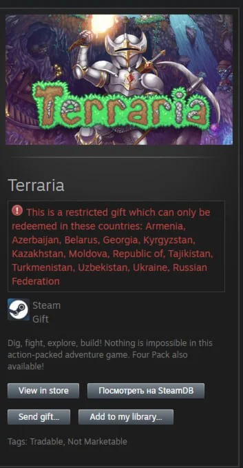 Terraria Steam gift - ROW  GLOBAL REGION FREE