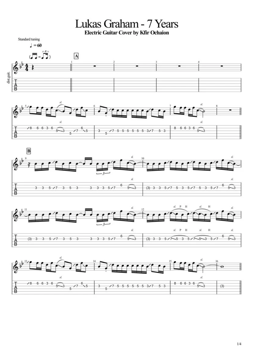Табы Kfir Ochaion - Lukas Graham - 7 Years