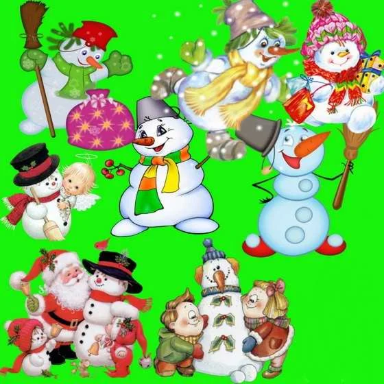 Клипарт Снеговики + БОНУС