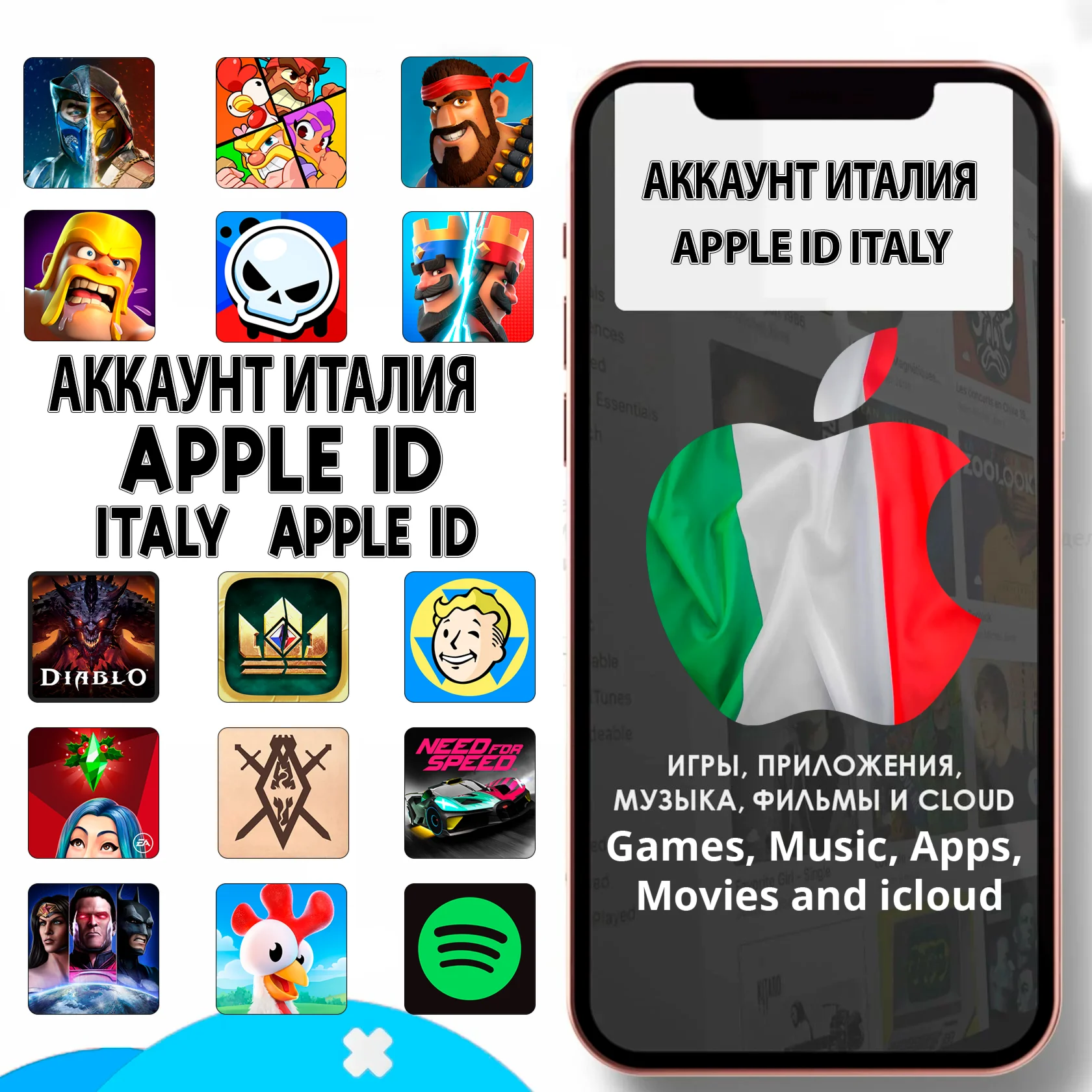  APPLE ID ИТАЛИЯ ЛИЧНЫЙ НАВСЕГДА ios AppStore iPhone