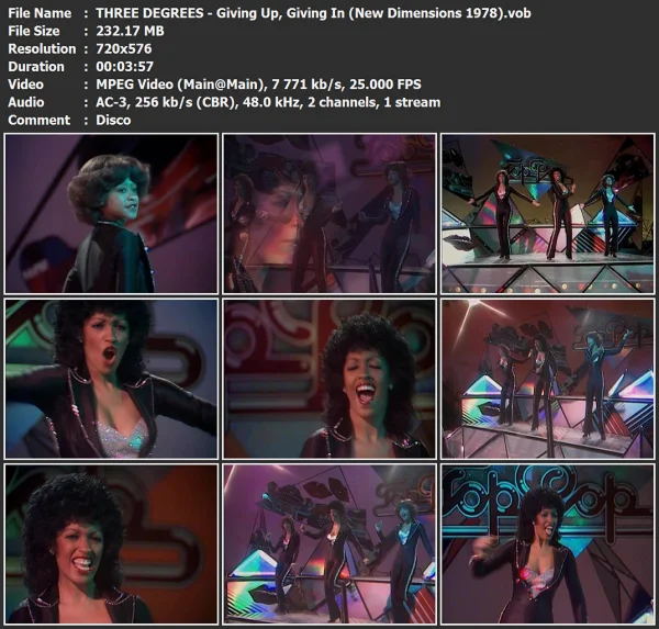 THREE DEGREES - Giving Up, Giving In