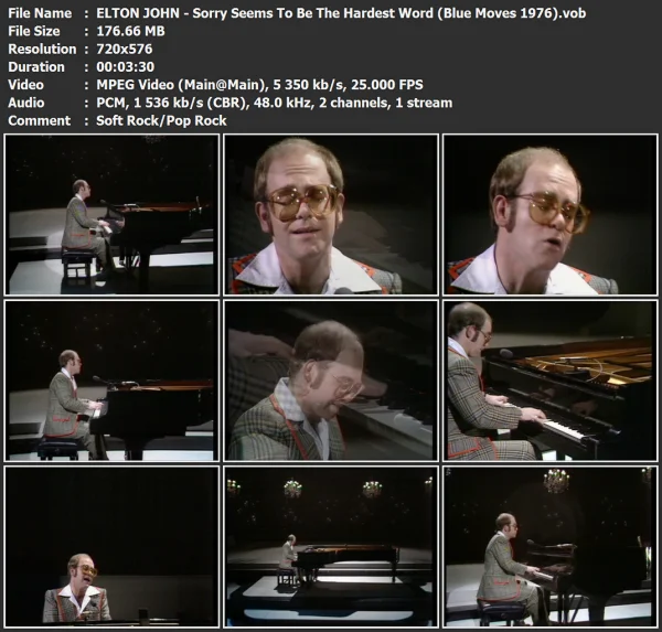 ELTON JOHN - Sorry Seems To Be The Hardest Word