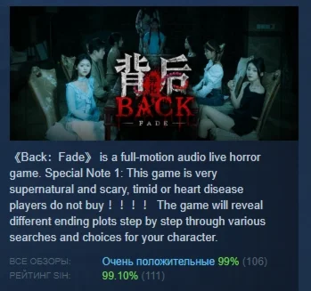 Back：Fade  АВТОДОСТАВКА STEAM РОССИЯ