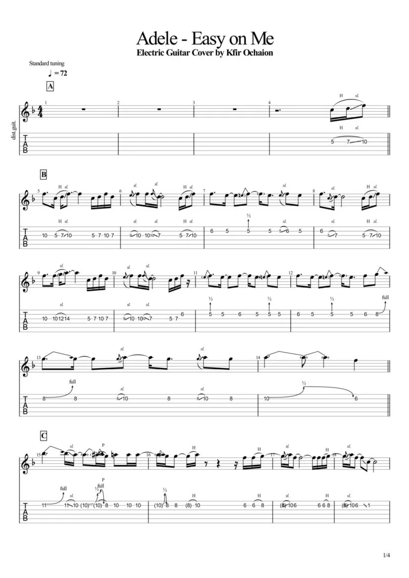 Табы Kfir Ochaion - Adele - Easy on Me - Metal Cover