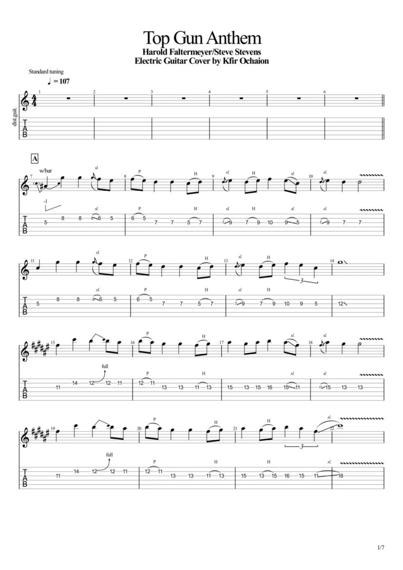 Tabs Kfir Ochaion - Top Gun Anthem - Guitar Cover
