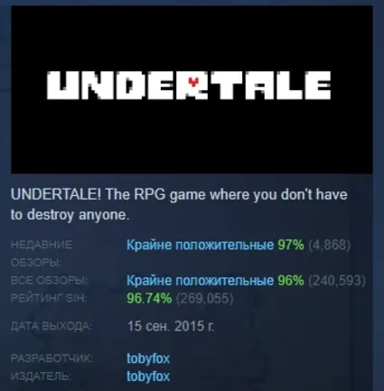 Undertale АВТОДОСТАВКА STEAM РОССИЯ
