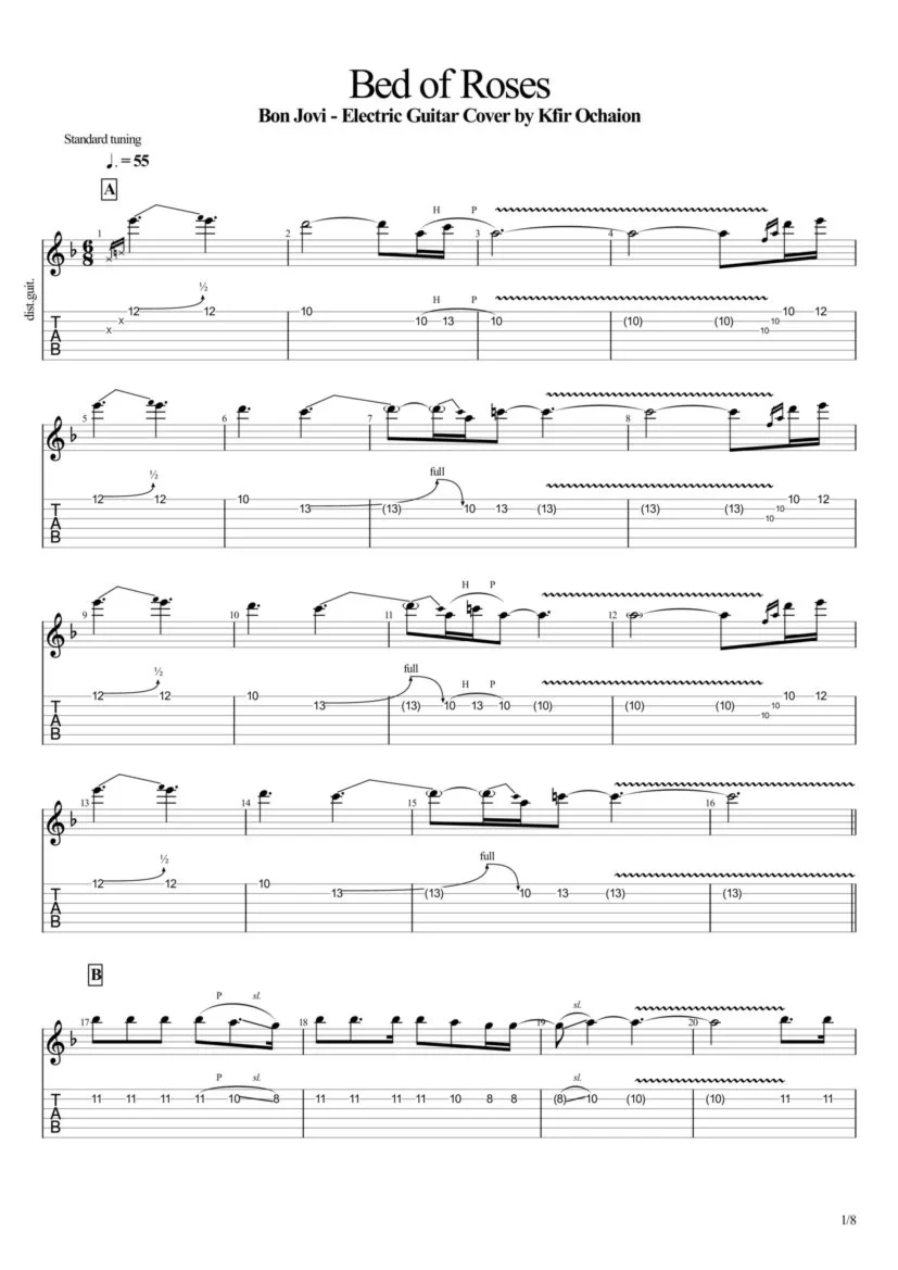 Tabs Kfir Ochaion - Bon Jovi - Bed of Roses