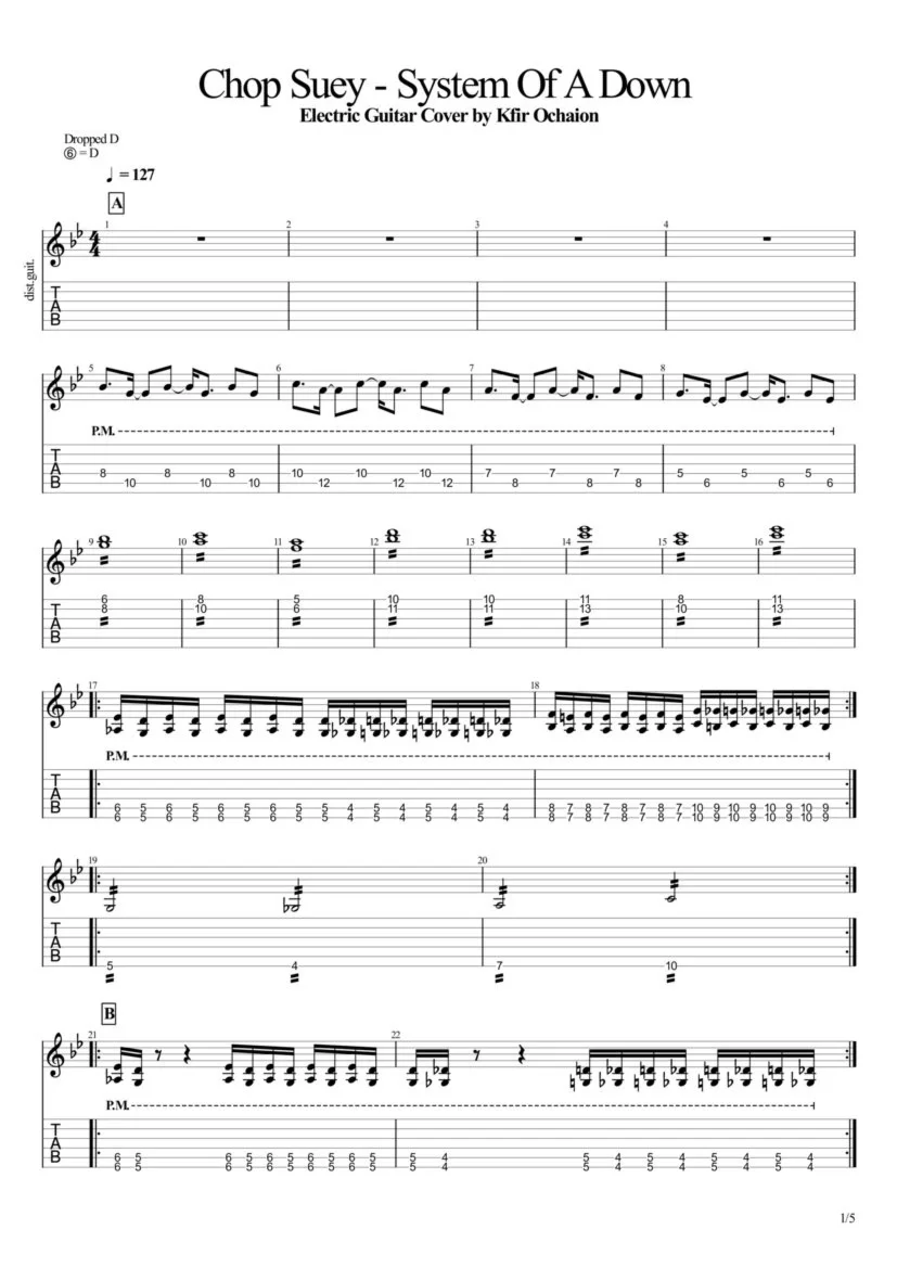 Tabs Kfir Ochaion - System Of A Down - Chop Suey!