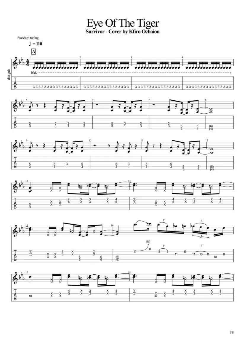 Tabs Kfir Ochaion - Survivor - Eye Of The Tiger - Metal