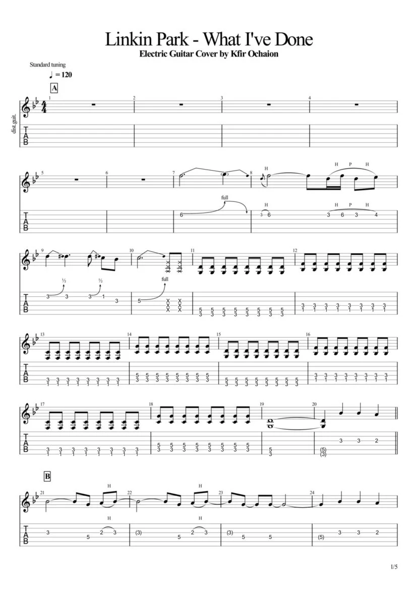 Tabs Kfir Ochaion - Linkin Park - What I've Done