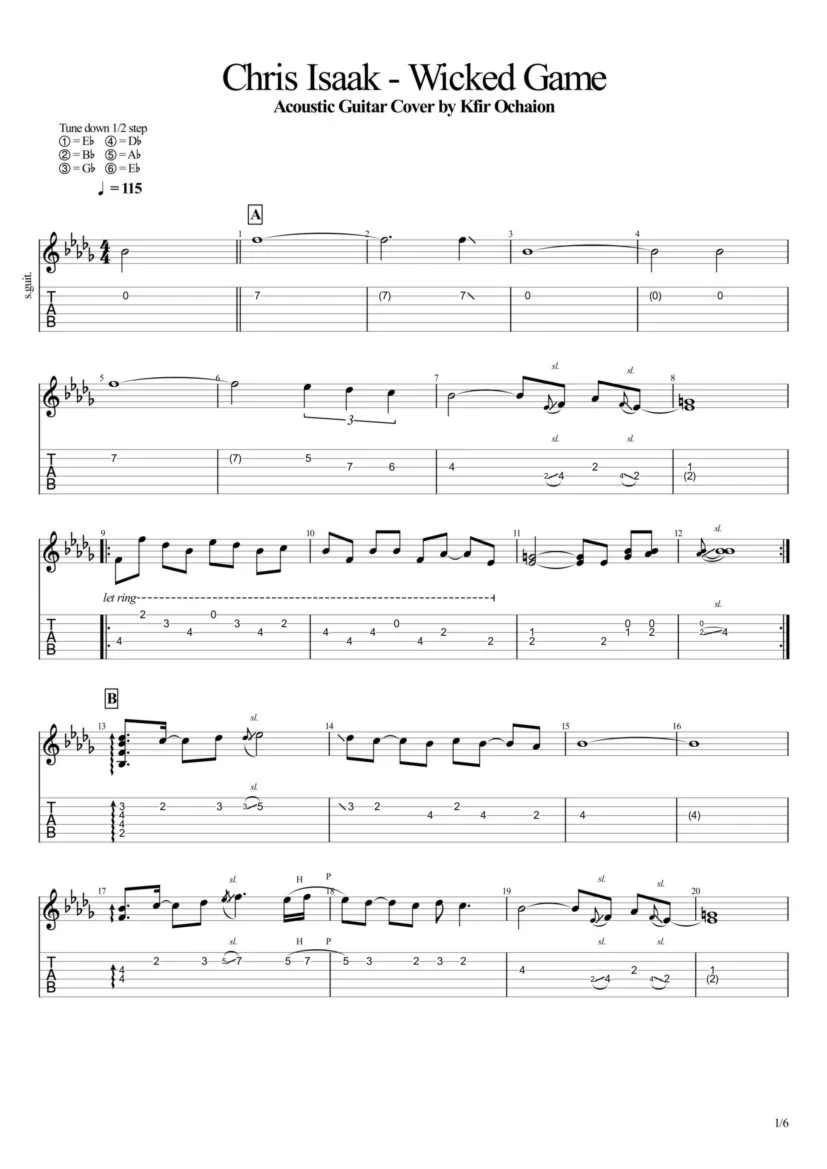 Tabs Kfir Ochaion - Chris Isaak - Wicked Game - Acoust