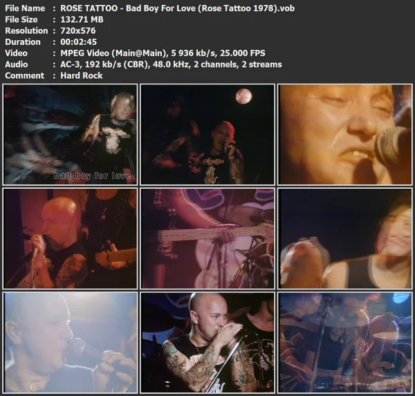 ROSE TATTOO - Bad Boy For Love