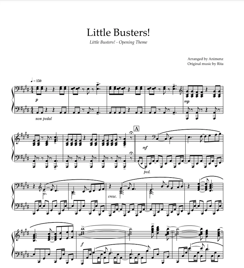 Sheet Animenz - Little Busters! - Little Busters! OP