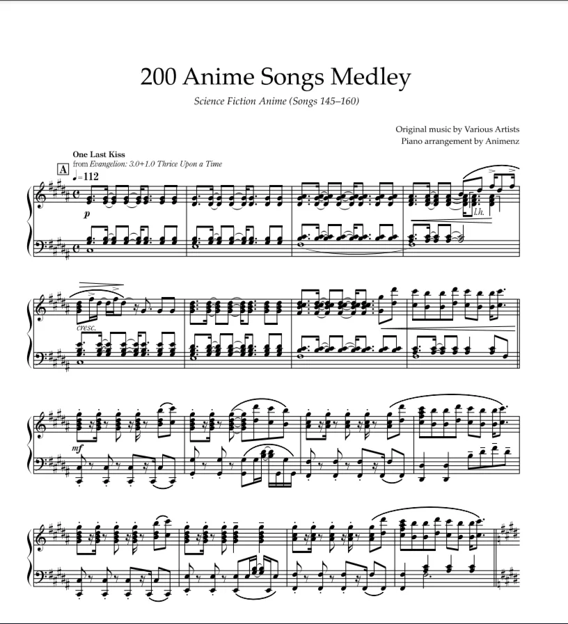 Sheet Animenz - Science Fiction Anime (Songs 145-160)