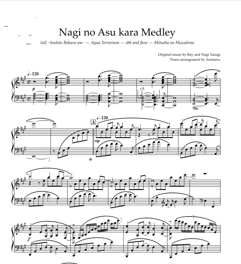 Nagi no Asu kara Piano Medley - All OPs and EDs Animenz