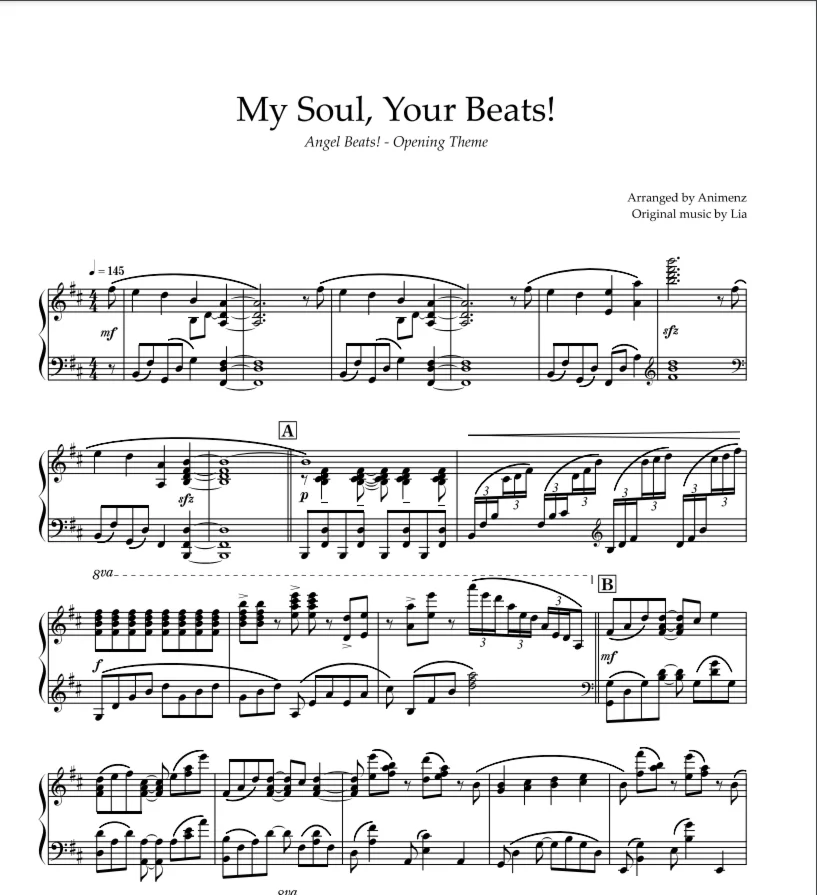 Sheet Animenz - My Soul, Your Beats! (Angel Beats! OP)