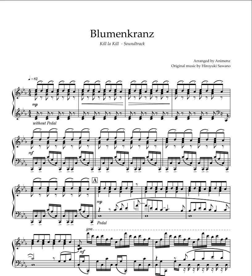 Sheet Animenz - Blumenkranz - Kill la Kill OST