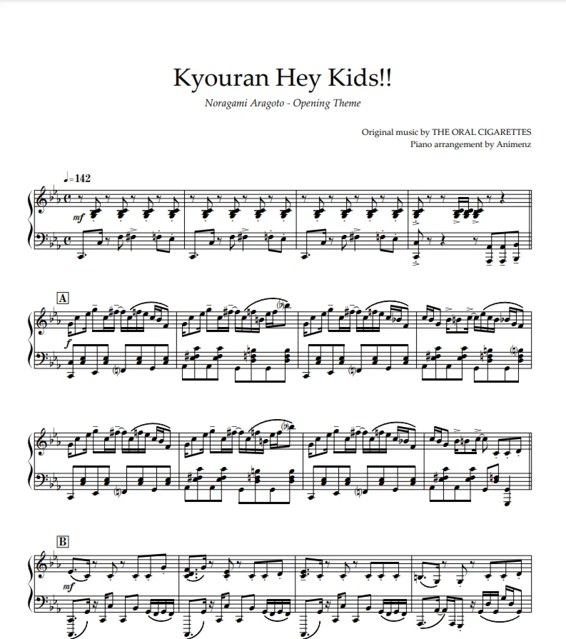 Sheet Animenz - Kyouran Hey Kids!! - Noragami Aragoto
