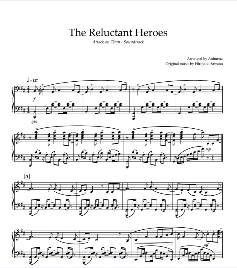 Sheet Animenz - The Reluctant Heroes - Attack on Titan